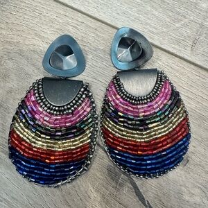 Vintage Vibe Bohemian Earrings with post Beaded Jeweled Gypsy Boho NEW